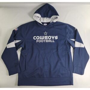 NFL Dallas Cowboys Reebok AUTHENTIC SIDELINE Hooded Sweatshirt Hoodie‎ Sz L EUC!